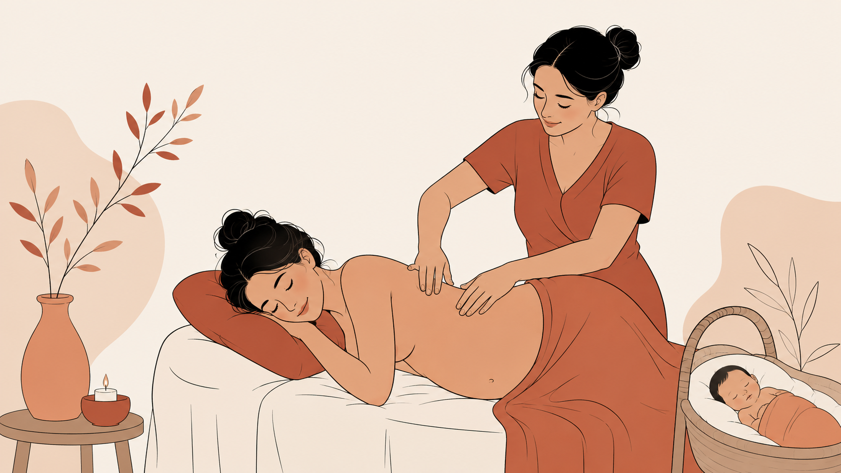 Illustration d'un massage périnatal